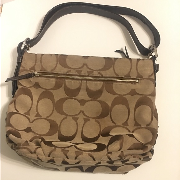 Coach Handbags - Coach Bag Signature Duffle Khaki/Mahogany GUC